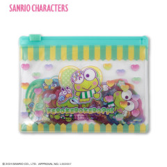 Japan Sanrio Clear Sticker with Mini Zipper Case - Keroppi / Colorful Gummy