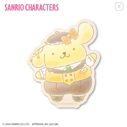 Japan Sanrio Vinyl Sticker - Pompompurin / Gentleman Hello - 1