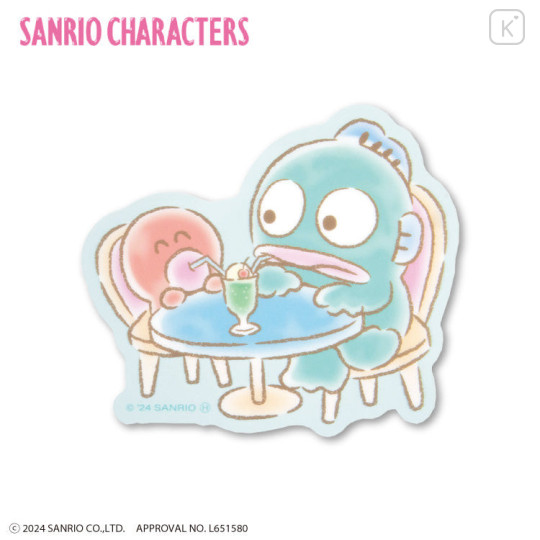 Japan Sanrio Big Sticker - Hangyodon / Have A Drink - 1