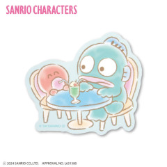 Japan Sanrio Big Sticker - Hangyodon / Have A Drink