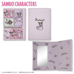 Japan Sanrio Folding Mirror & Card Case - Kuromi / Comic