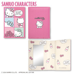 Japan Sanrio Folding Mirror & Card Case - Hello Kitty / Comic