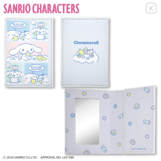 Japan Sanrio Folding Mirror & Card Case - Cinnamoroll / Daily Routine - 1