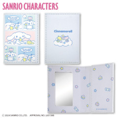 Japan Sanrio Folding Mirror & Card Case - Cinnamoroll / Daily Routine