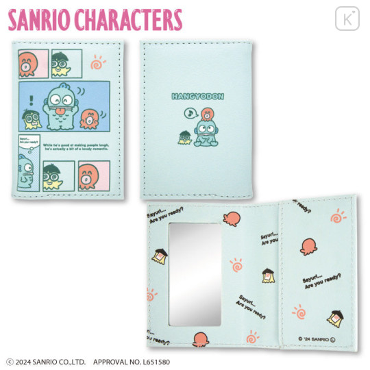 Japan Sanrio Folding Mirror & Card Case - Hangyodon / Comic - 1