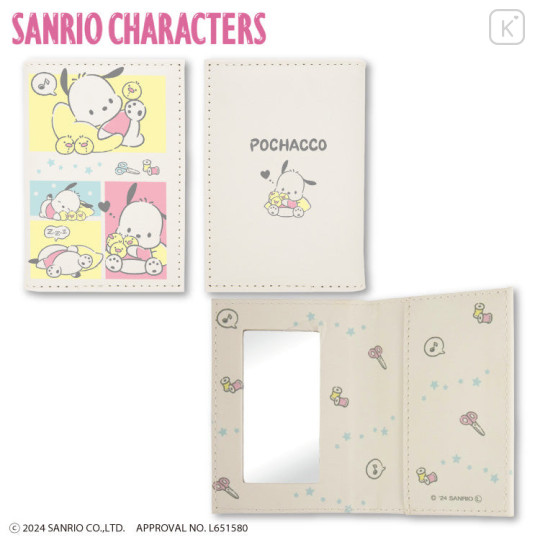 Japan Sanrio Folding Mirror & Card Case - Pochacco / Comic - 1