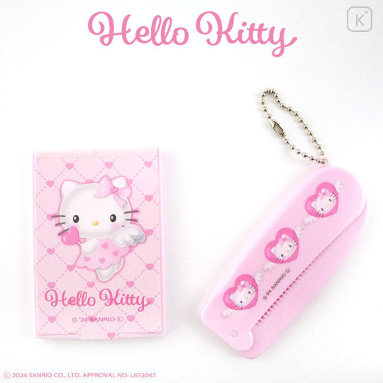 Japan Sanrio Folding Compact Comb & Mirror - Hello Kitty / Dreaming Angel - 1