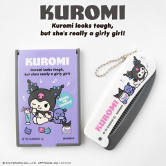 Japan Sanrio Folding Compact Comb & Mirror - Kuromi / Music Tea Time