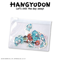 Japan Sanrio Clear Sticker with Mini Zipper Case - Hangyodon / Friends