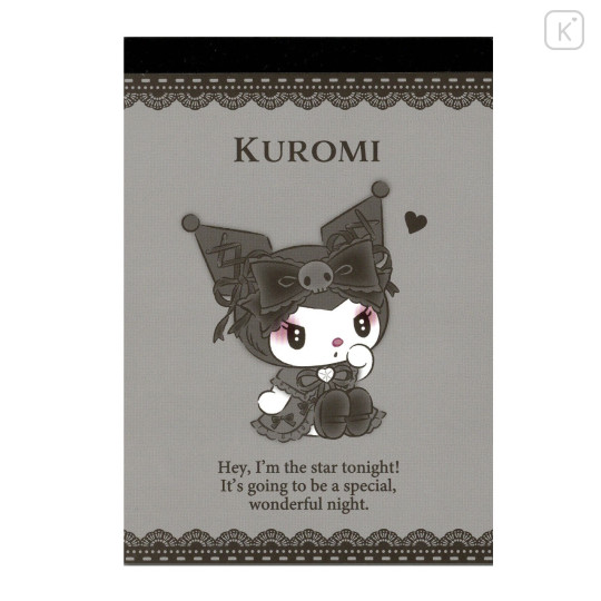 Japan Sanrio A6 Notepad - Kuromi / Midnight Melokuro - 1