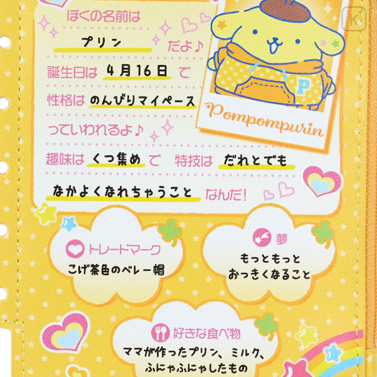 Japan Sanrio Original Mini Pouch - Pompompurin / Nostalgic Profile Book - 3