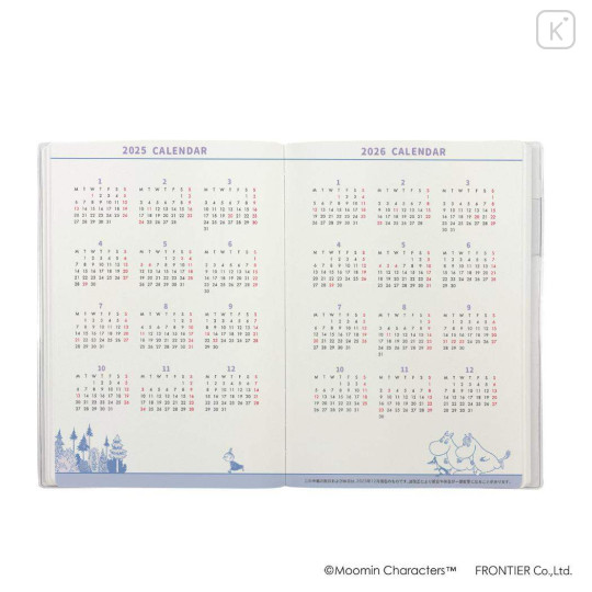 Japan Moomin B6 Planner Monthly Schedule Book - 2025 / Little My Gingham Red - 3