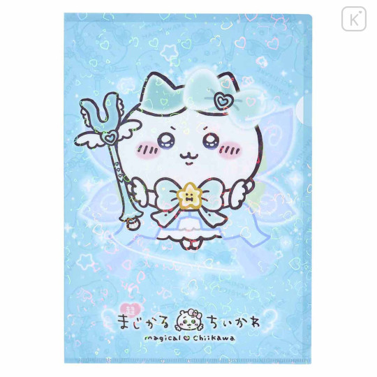 Japan Chiikawa A4 Clear File Folder - Hachiware / Super Magical Chiikawa Hologram - 1