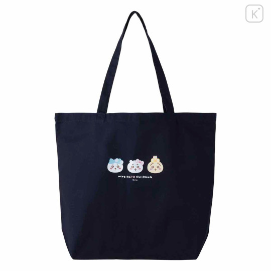 Japan Chiikawa Large Tote Bag - Characters / Super Magical Chiikawa Black Small Face - 1