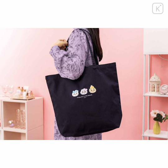 Japan Chiikawa Large Tote Bag - Characters / Super Magical Chiikawa Black Small Face - 2