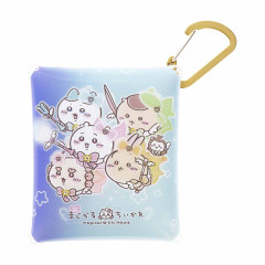 Japan Chiikawa Clear Pouch with Carabiner - Characters / Super Magical Chiikawa Blue