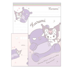 Japan Sanrio Volume Up Letter Envelope Set - Kuromi / Hug Baku