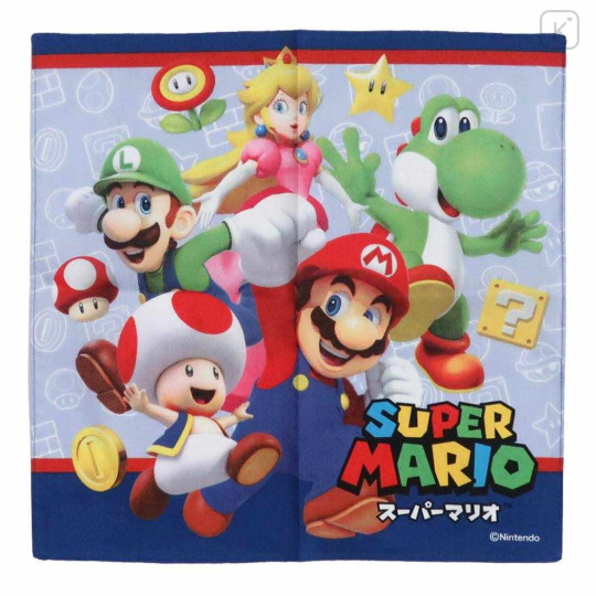 Japan Mario Handkerchief - Characters / Super Mario Brothers Grey Navy - 1