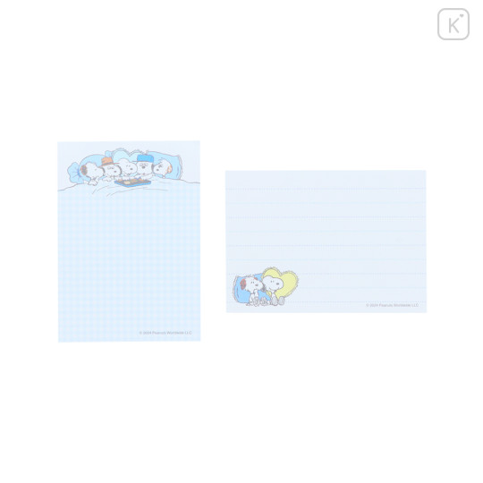 Japan Peanuts Mini Notepad - Snoopy & Brothers Sleepover Blue - 2