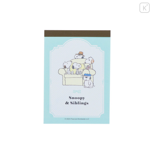 Japan Peanuts Mini Notepad - Snoopy & Brothers Cozy Home Blue - 1