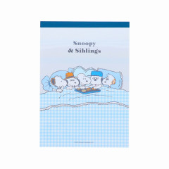 Japan Peanuts A6 Notepad - Snoopy & Brothers Sleepover Blue