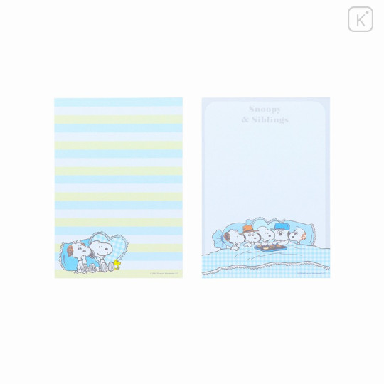 Japan Peanuts A6 Notepad - Snoopy & Brothers Sleepover Blue - 2