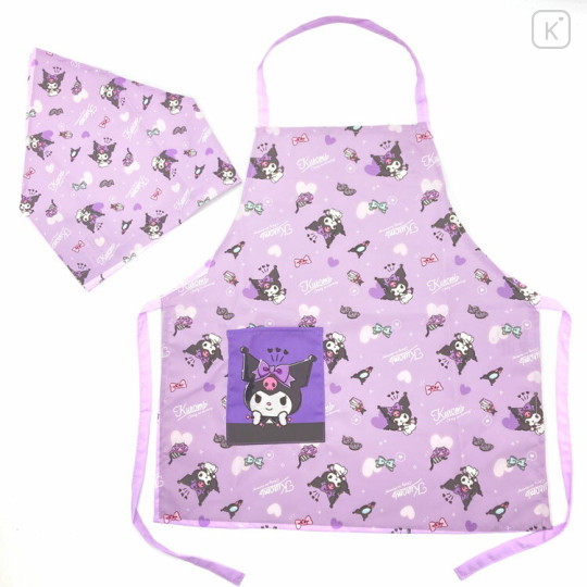 Japan Sanrio Children's Apron - Kuromi / My Passion H130cm - 1