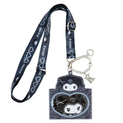 Japan Sanrio Pass Case Card Holder with Neck Strap - Kuromi / Twin Idol