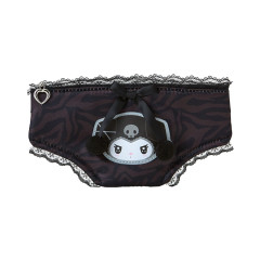 Japan Sanrio Flat Pouch - Kuromi / Twin Idol Underwear-shaped