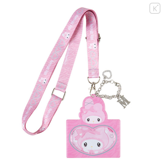 Japan Sanrio Pass Case Card Holder with Neck Strap - My Melody / Twin Idol - 1