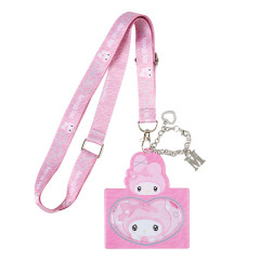 Japan Sanrio Pass Case Card Holder with Neck Strap - My Melody / Twin Idol