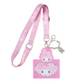 Japan Sanrio Pass Case Card Holder with Neck Strap - My Melody / Twin Idol - 1