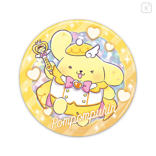 Japan Sanrio Big Can Badge - Pompompurin / Tokimeki Magic Warrior Miracle Edition Pink - 1