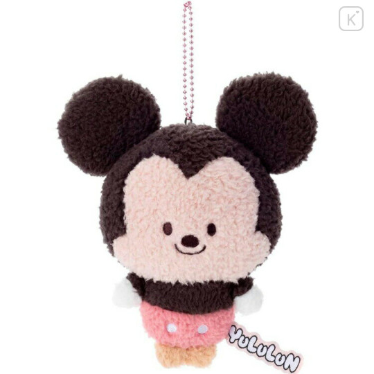 Japan Disney Fluffy Plush Keychain - Mickey Mouse / Yululun - 1