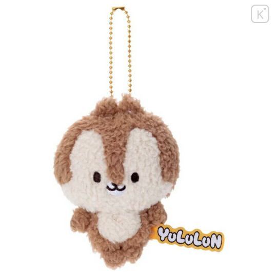 Japan Disney Fluffy Plush Keychain - Chip / Yululun - 1