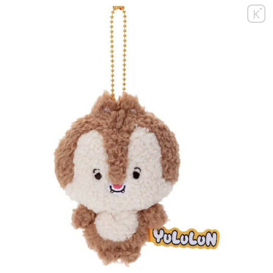 Japan Disney Fluffy Plush Keychain - Dale / Yululun - 1