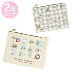 Japan Sanrio Original Flat Pouch 2pcs - Hanamaruobake / Always Together