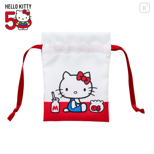 Japan Sanrio Mini Drawstring Pouch - Hello Kitty 50th Anniversary 1974 - 1