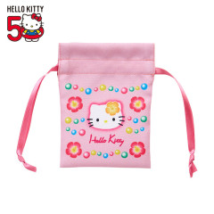 Japan Sanrio Mini Drawstring Pouch - Hello Kitty 50th Anniversary 1996