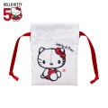 Japan Sanrio Mini Drawstring Pouch - Hello Kitty 50th Anniversary 2018 - 1