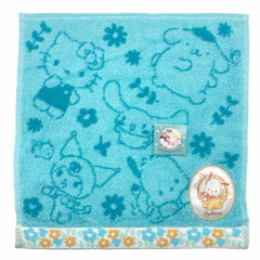 Japan Sanrio Jacquard Towel Handkerchief - Characters / Blue Flower