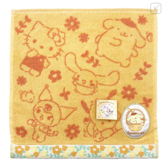 Japan Sanrio Jacquard Towel Handkerchief - Characters / Orange Flower - 1