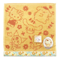 Japan Sanrio Jacquard Towel Handkerchief - Characters / Orange Flower