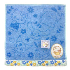 Japan Sanrio Jacquard Towel Handkerchief - Characters / Deep Blue Flower