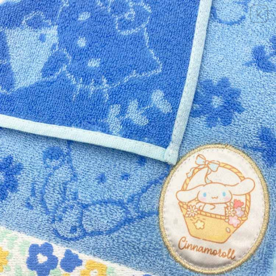 Japan Sanrio Jacquard Towel Handkerchief - Characters / Deep Blue Flower - 2