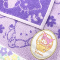 Japan Sanrio Jacquard Towel Handkerchief - Characters / Purple Flower - 2