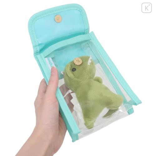 Japan Sanrio Gadget Phone & Card Shoulder Pouch Crossbody Bag - Hangyodon / Transparent Fluffy Face - 4