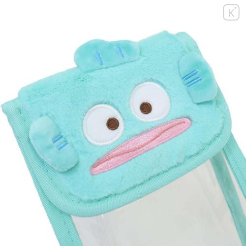 Japan Sanrio Gadget Phone & Card Shoulder Pouch Crossbody Bag - Hangyodon / Transparent Fluffy Face - 5