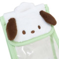 Japan Sanrio Gadget Phone & Card Shoulder Pouch Crossbody Bag - Pochacco / Transparent Fluffy Face - 5