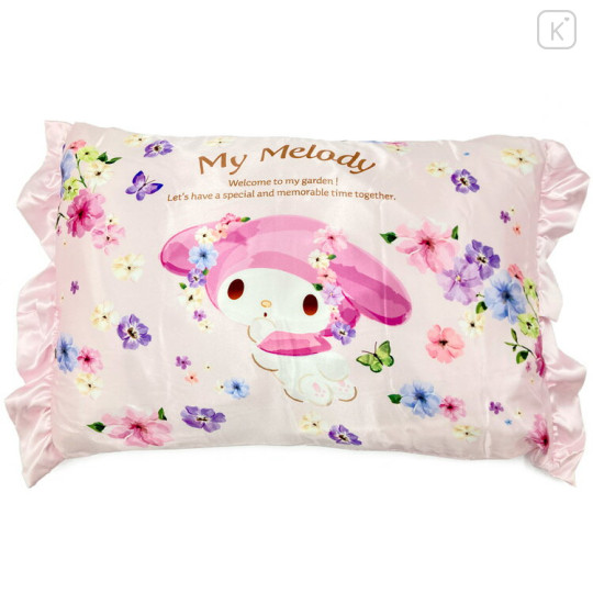 Japan Sanrio Silky Touch Pillow Cover - My Melody / Flower - 1